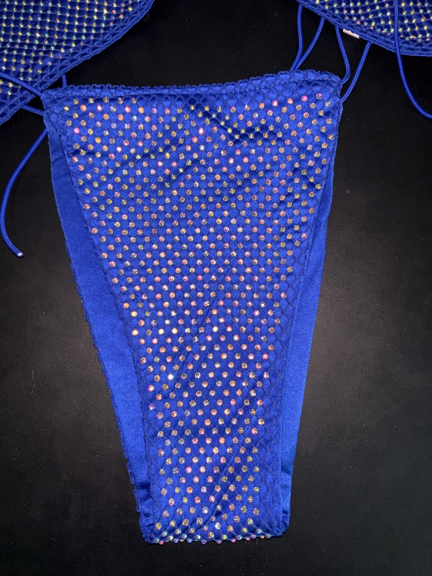 Rhinestone fishnet bikini blue