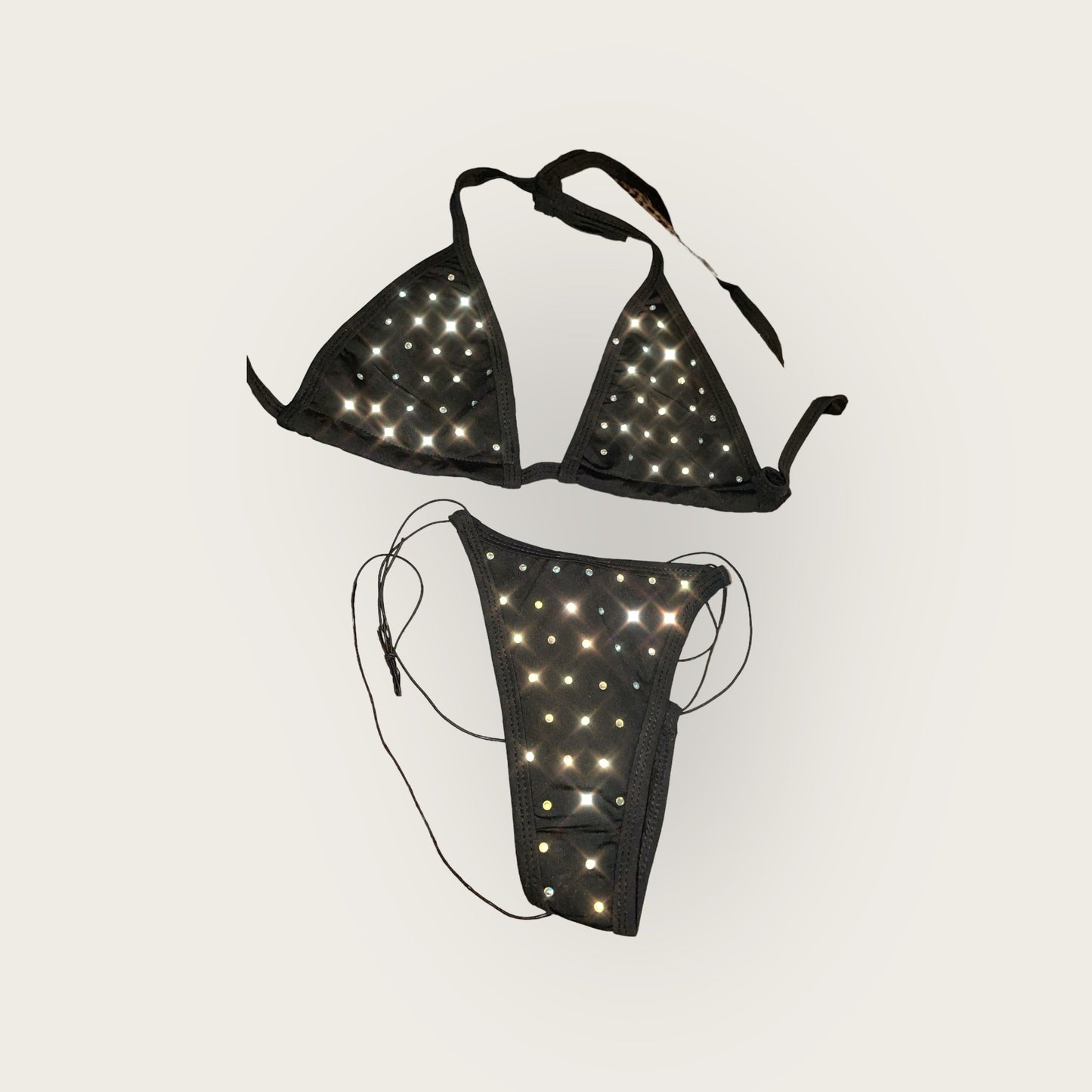 bling bikini - black rhinestones