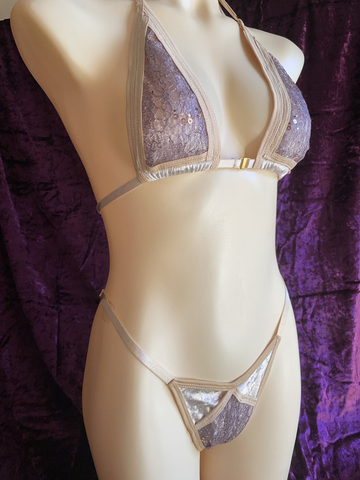 Desire Sequin lace bikini - pale lavender