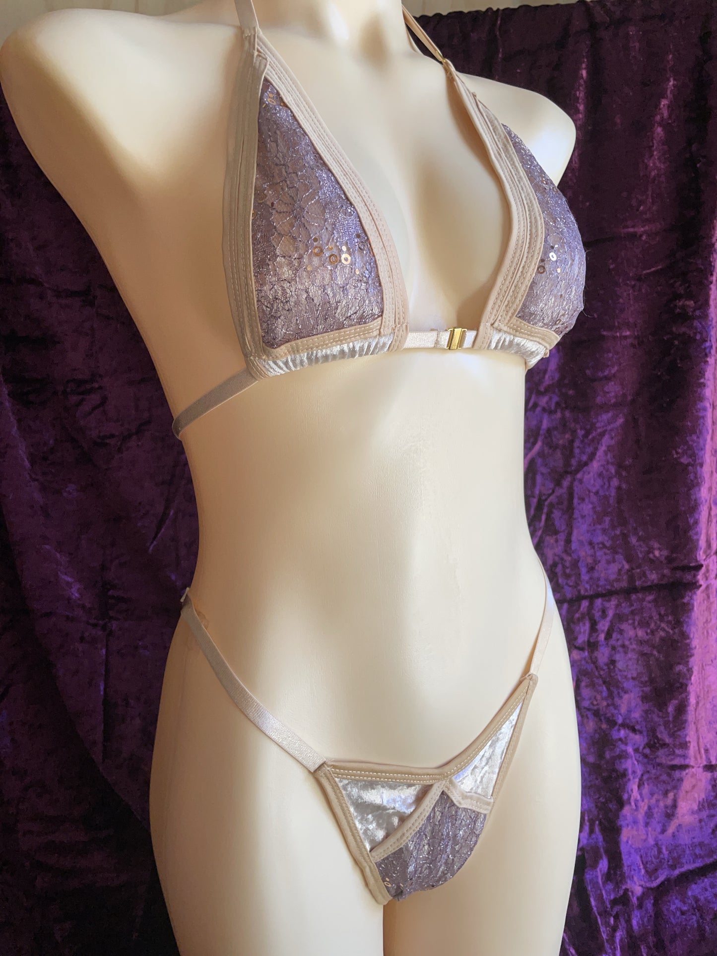 Desire Sequin lace bikini - pale lavender
