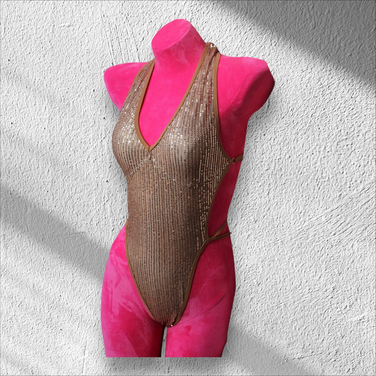 Brown sequin bodysuit adjustable