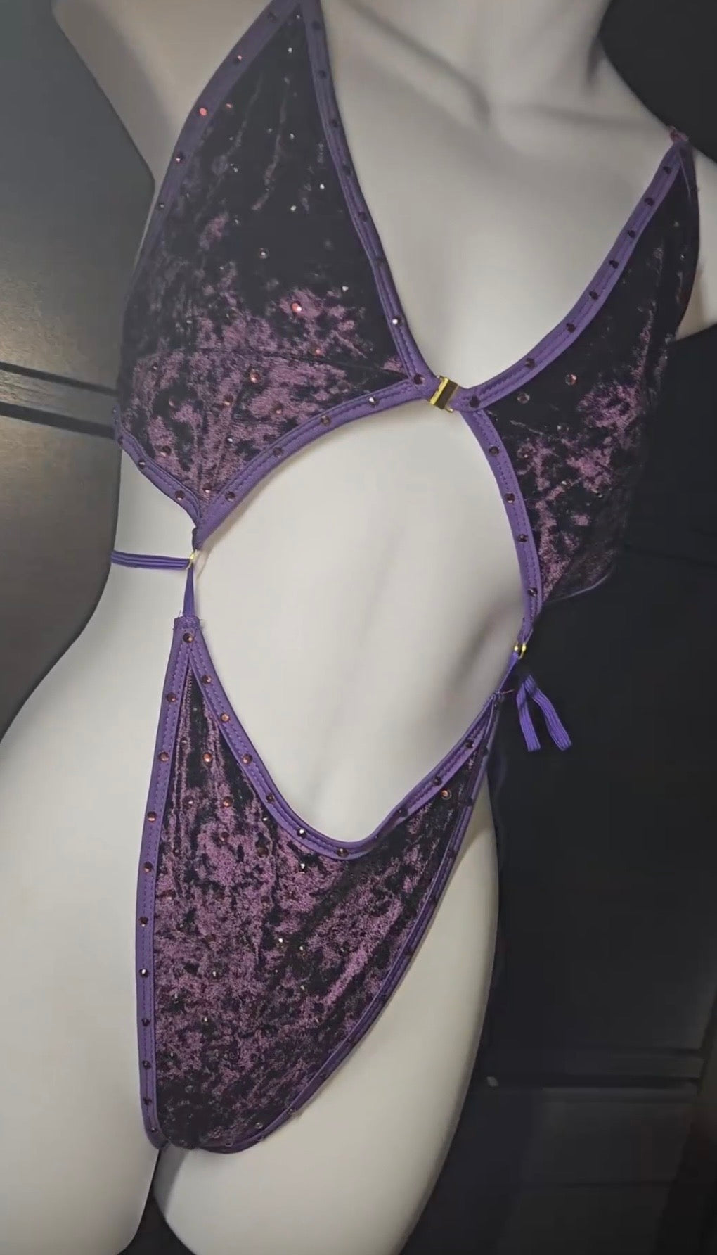 Rhinestone bikini tie bodysuit