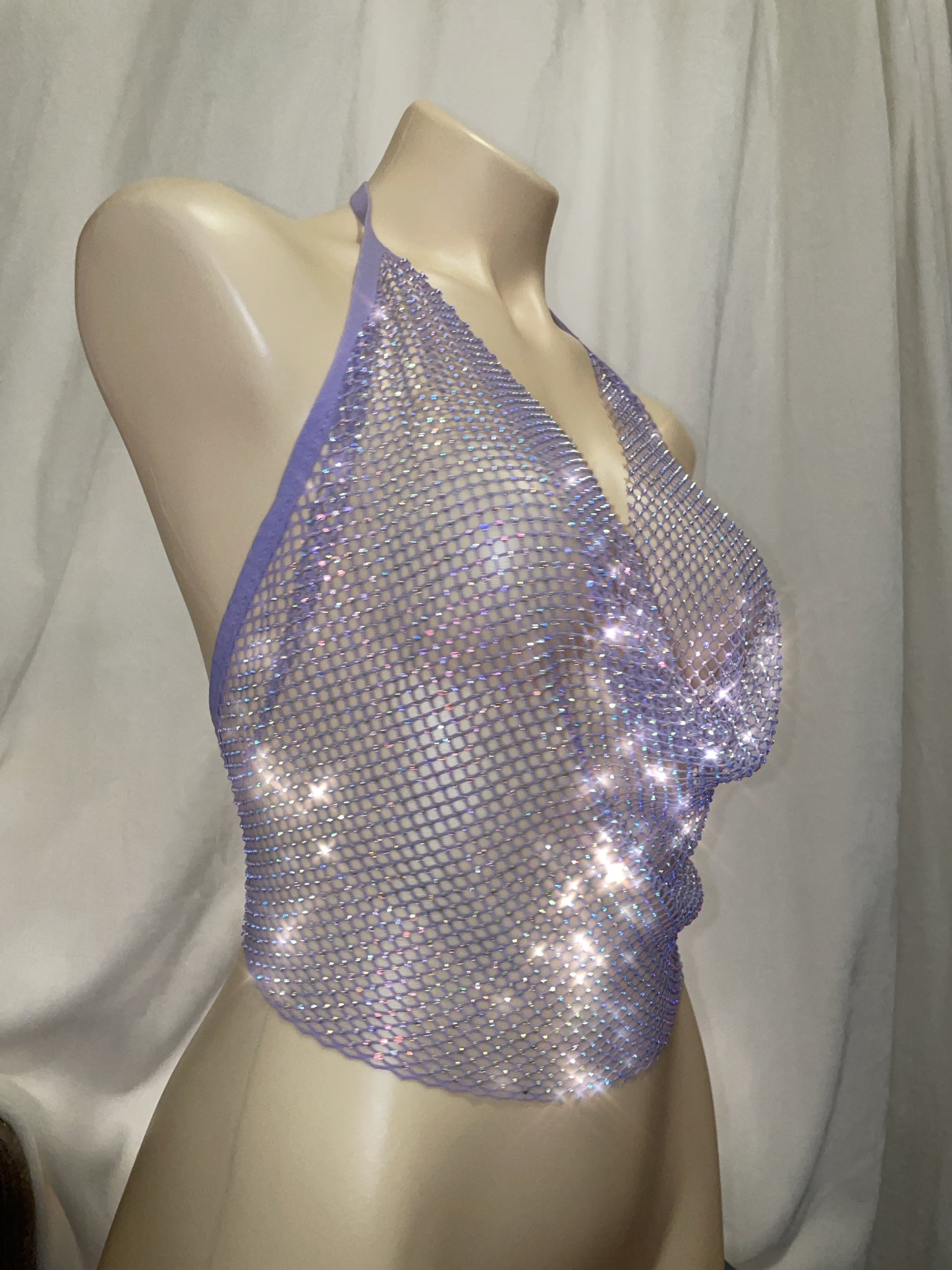 Fishnet Rhinestone tie top