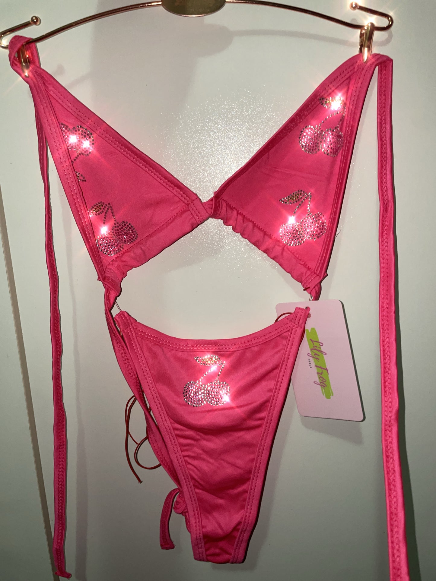 bling bikini - hot pink cherry