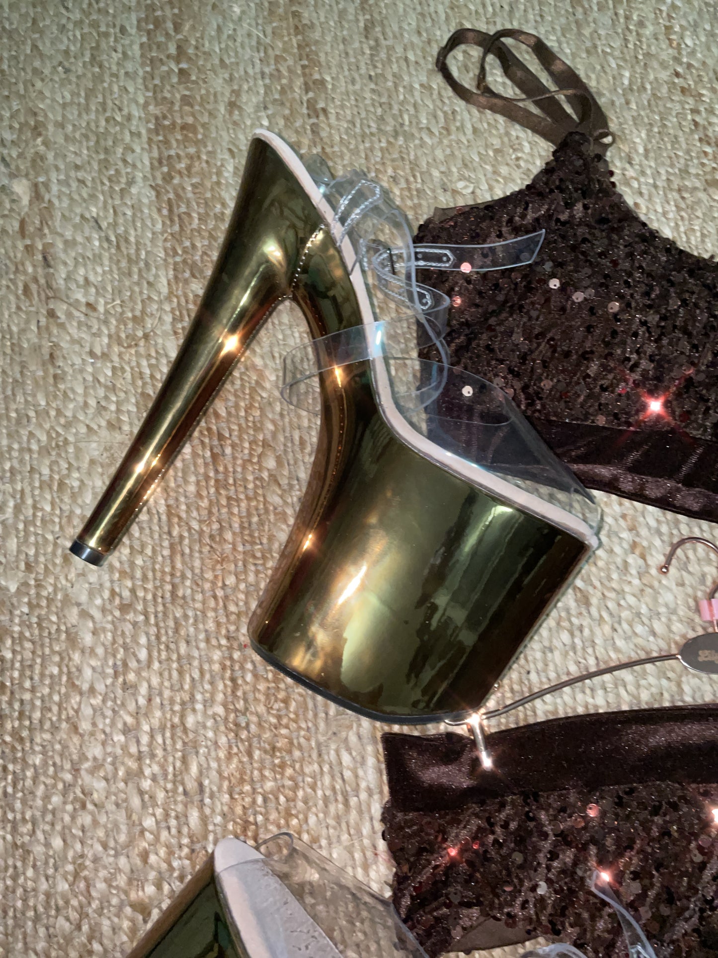 Brass sandal cross ankle straps