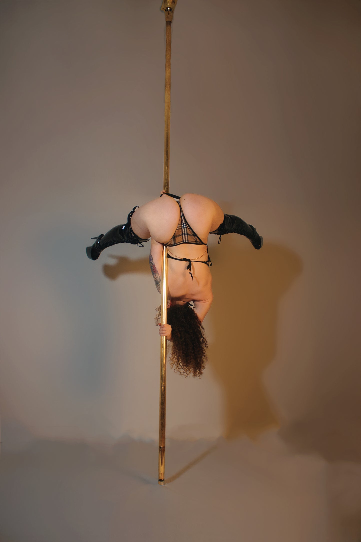 Brown tartan bikini tie bodysuit