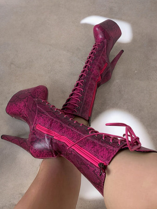 Medusa Bossy Pink - 8 inch heels - Mid calf boots