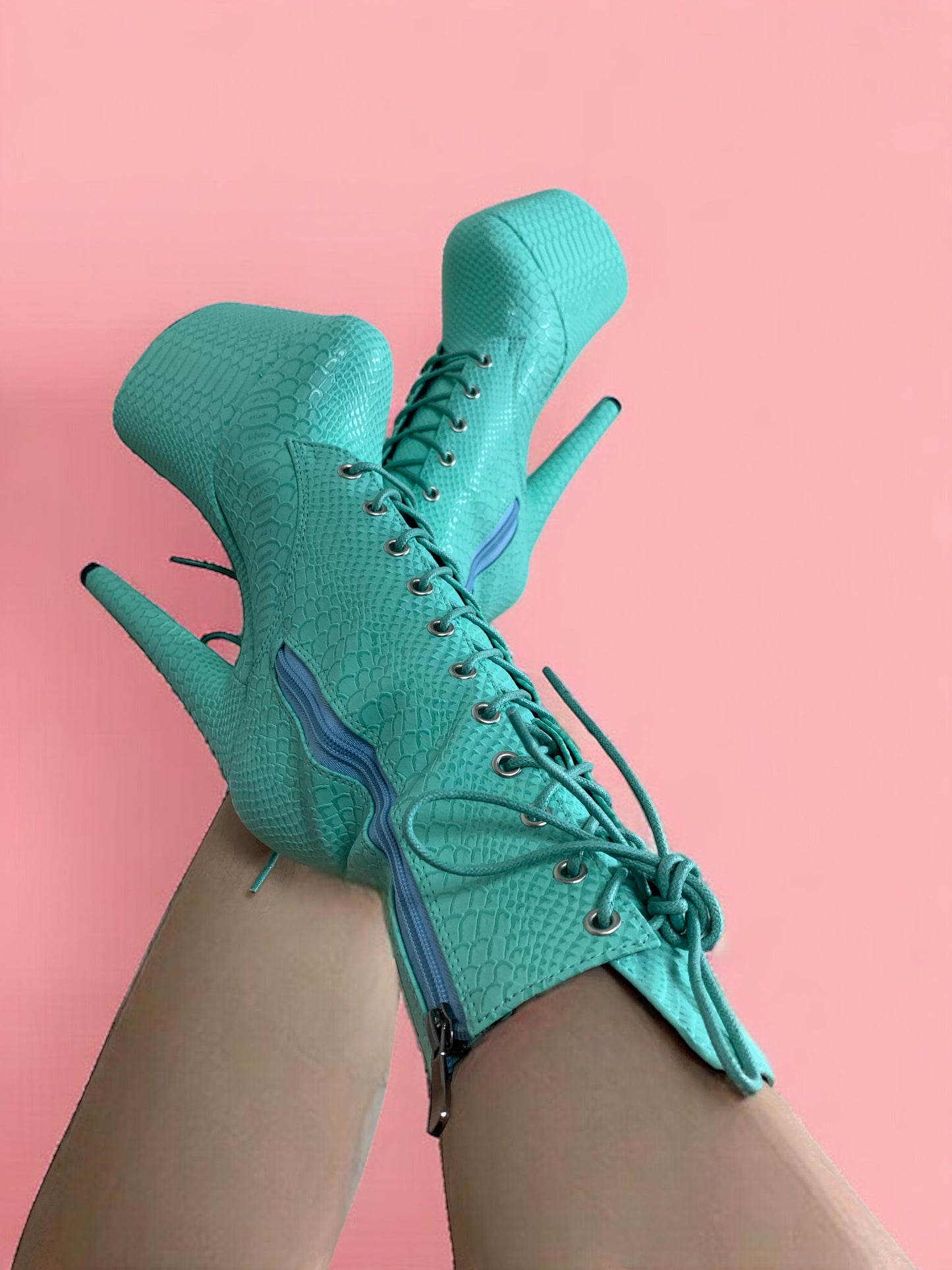 Turquoise snake - 8 inch ankle boots