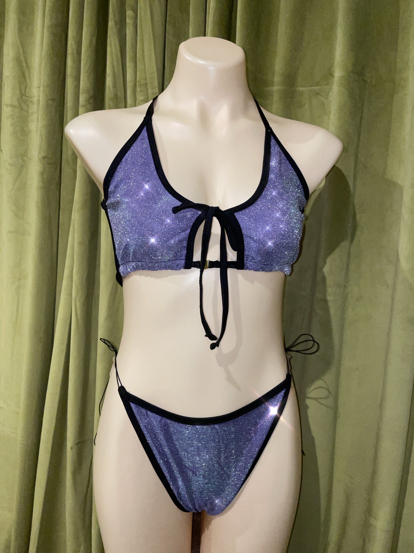 Coco bikini set - purple and green sparkles