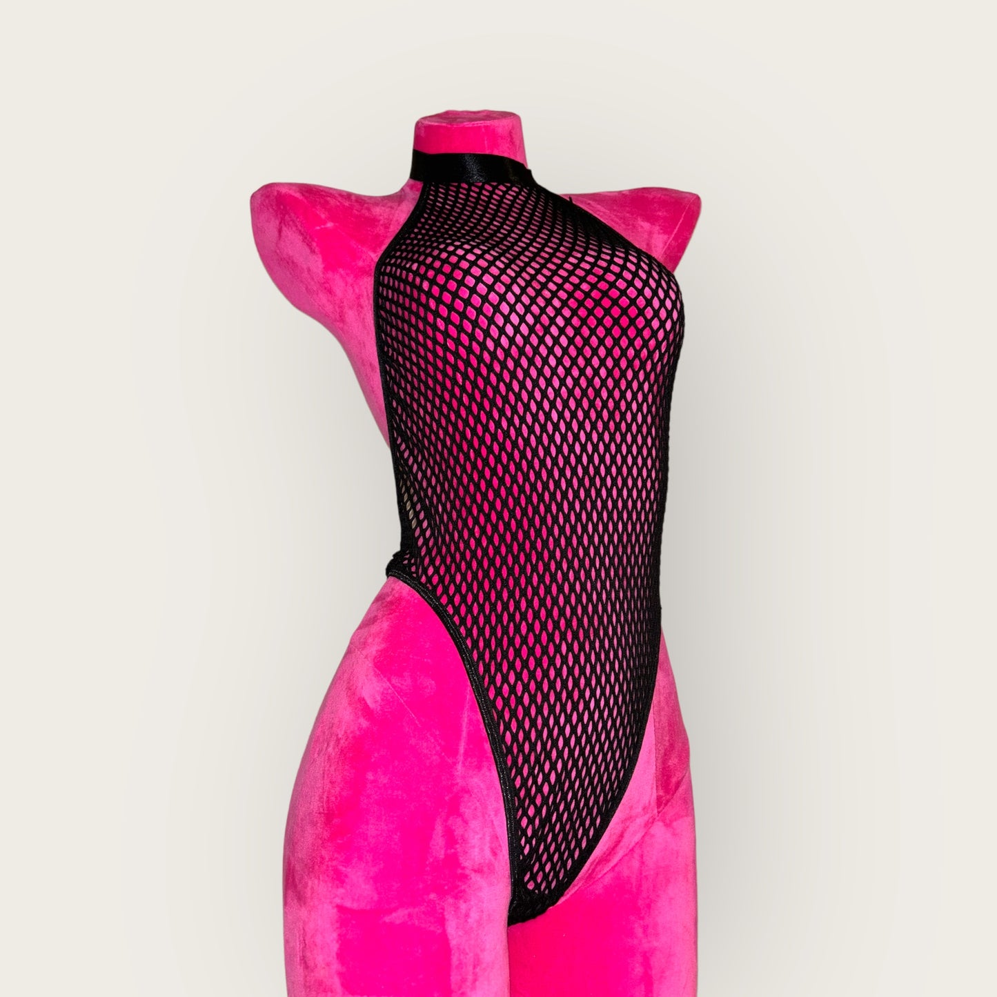 Halter neck fishnet bodysuit