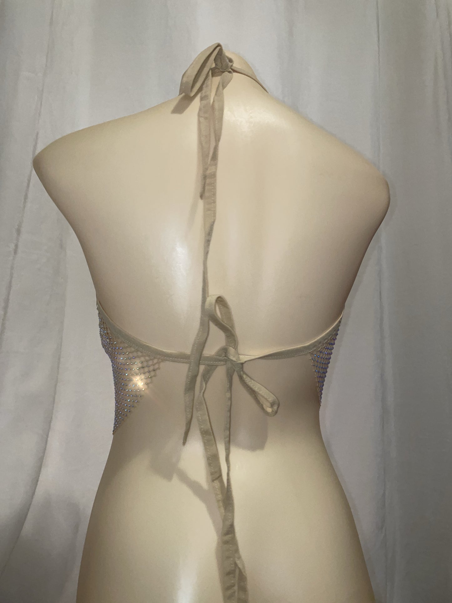 Fishnet Rhinestone tie top