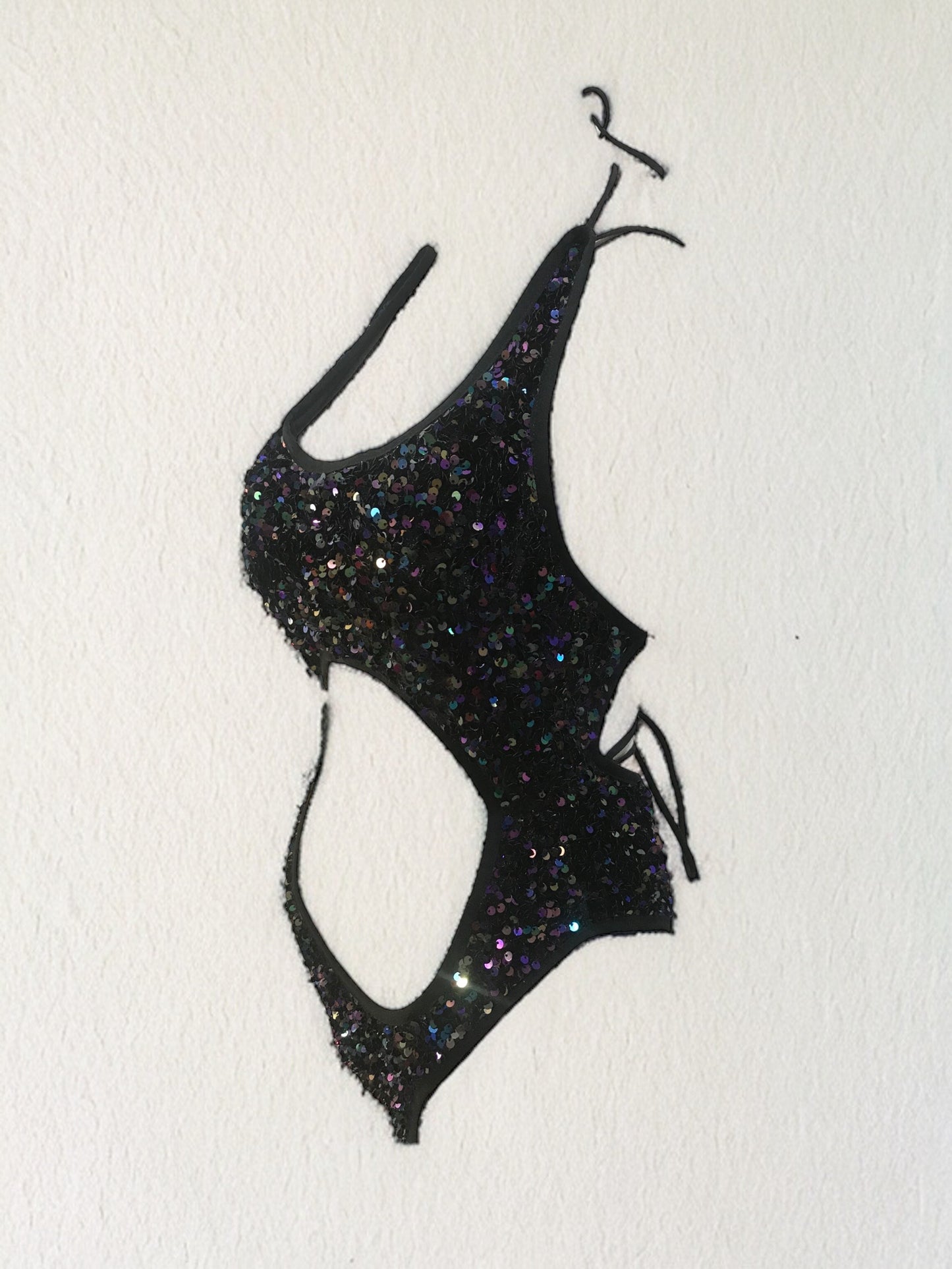 Black + purple/green sequin bodysuit