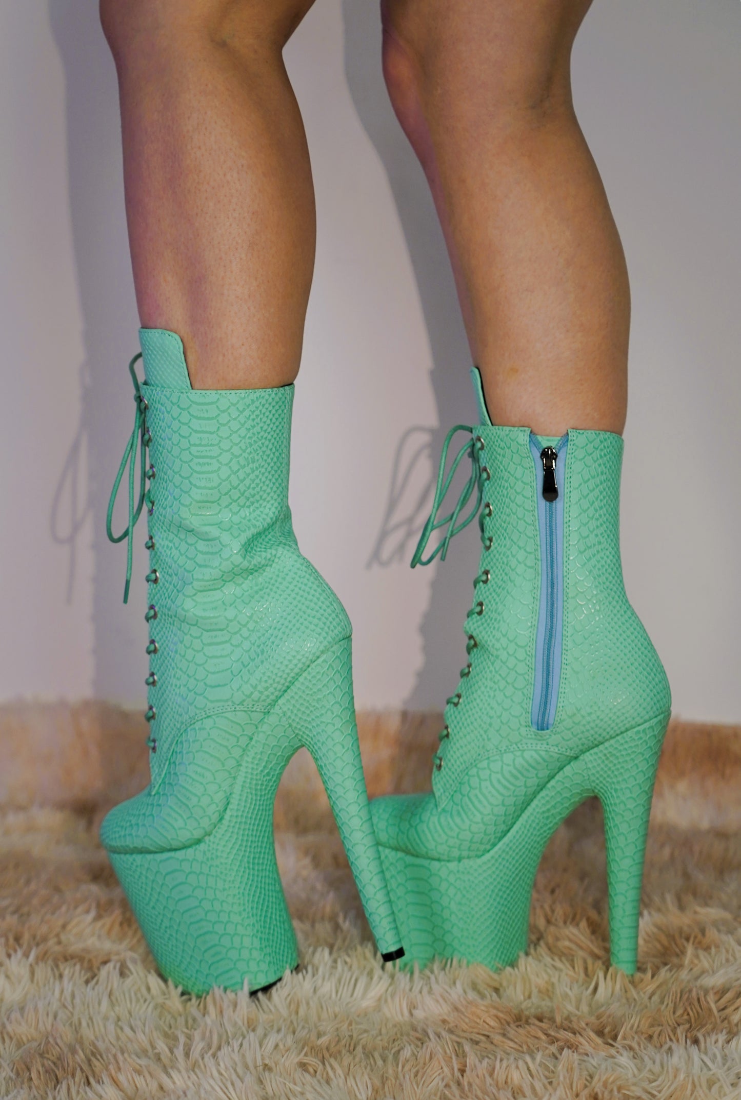 Turquoise snake - 8 inch ankle boots