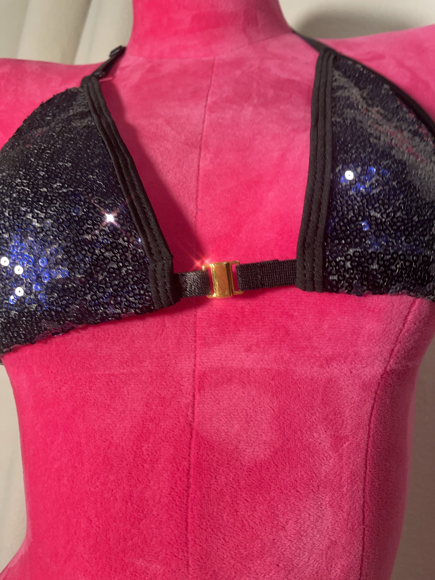 Sequin bikini scrunch bottom - dark blue