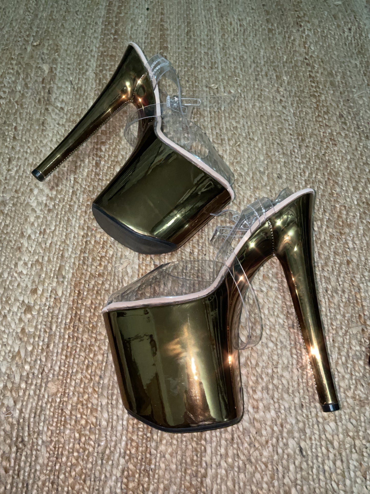 Brass sandal cross ankle straps