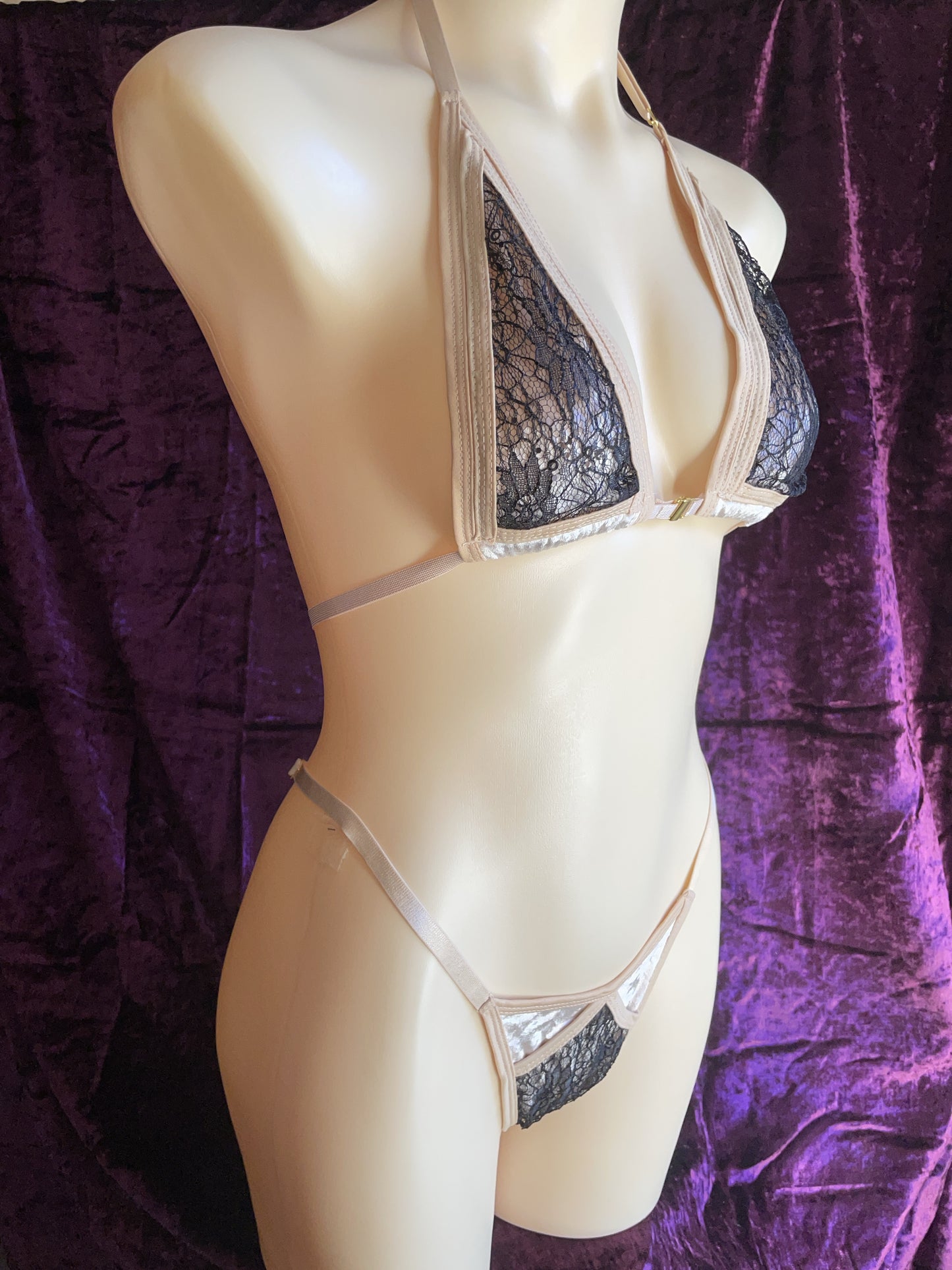 Desire Sequin lace bikini - black