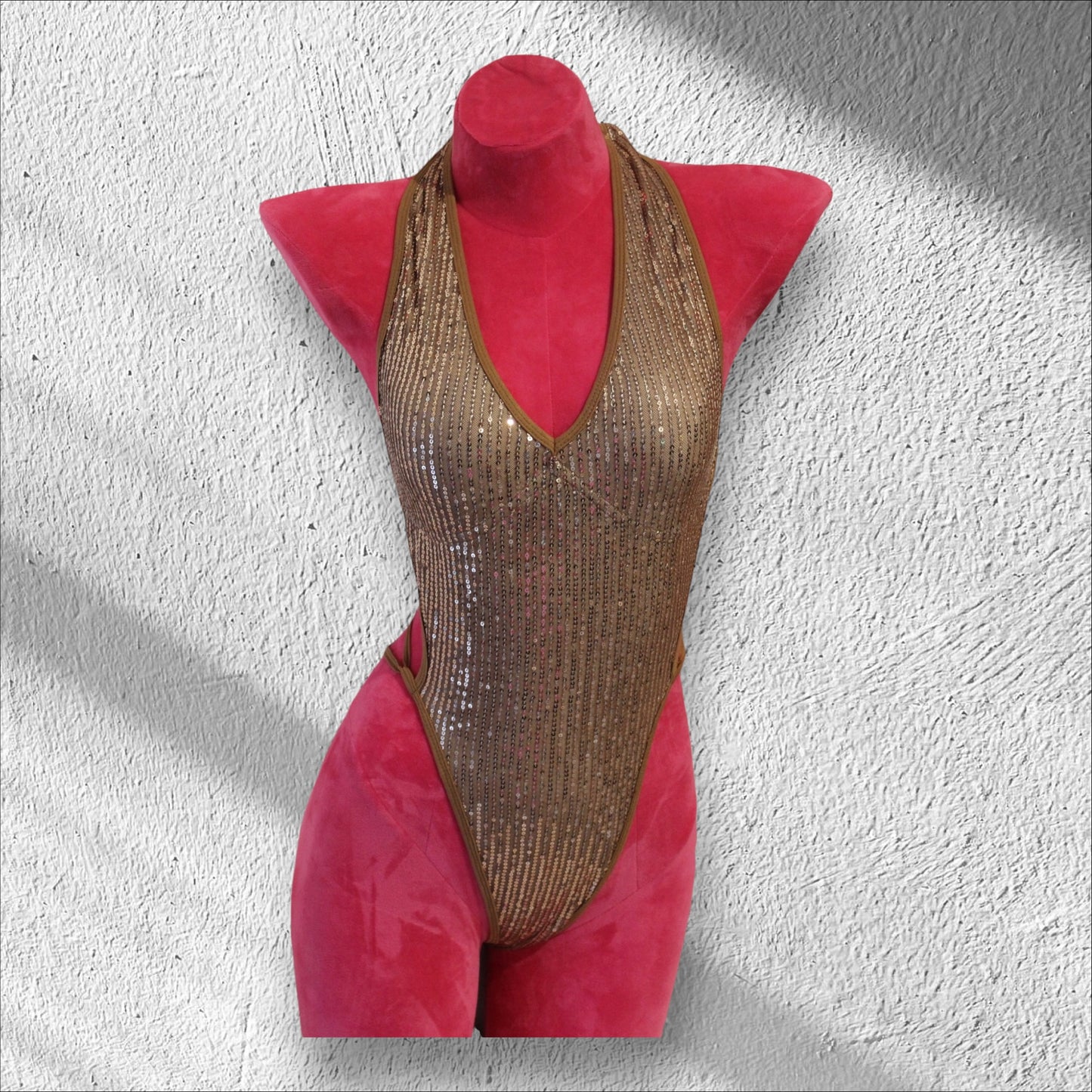 Brown sequin bodysuit adjustable