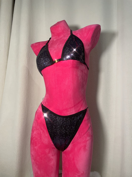 Sequin bikini scrunch bottom - dark blue