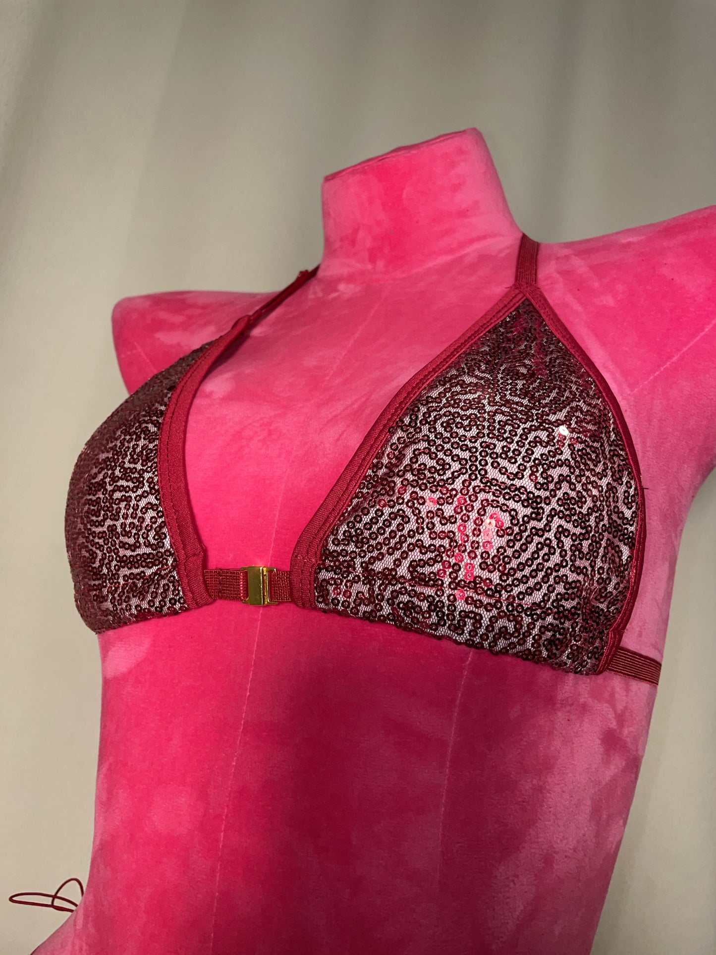 Sequin bikini scrunch bottom - burgundy