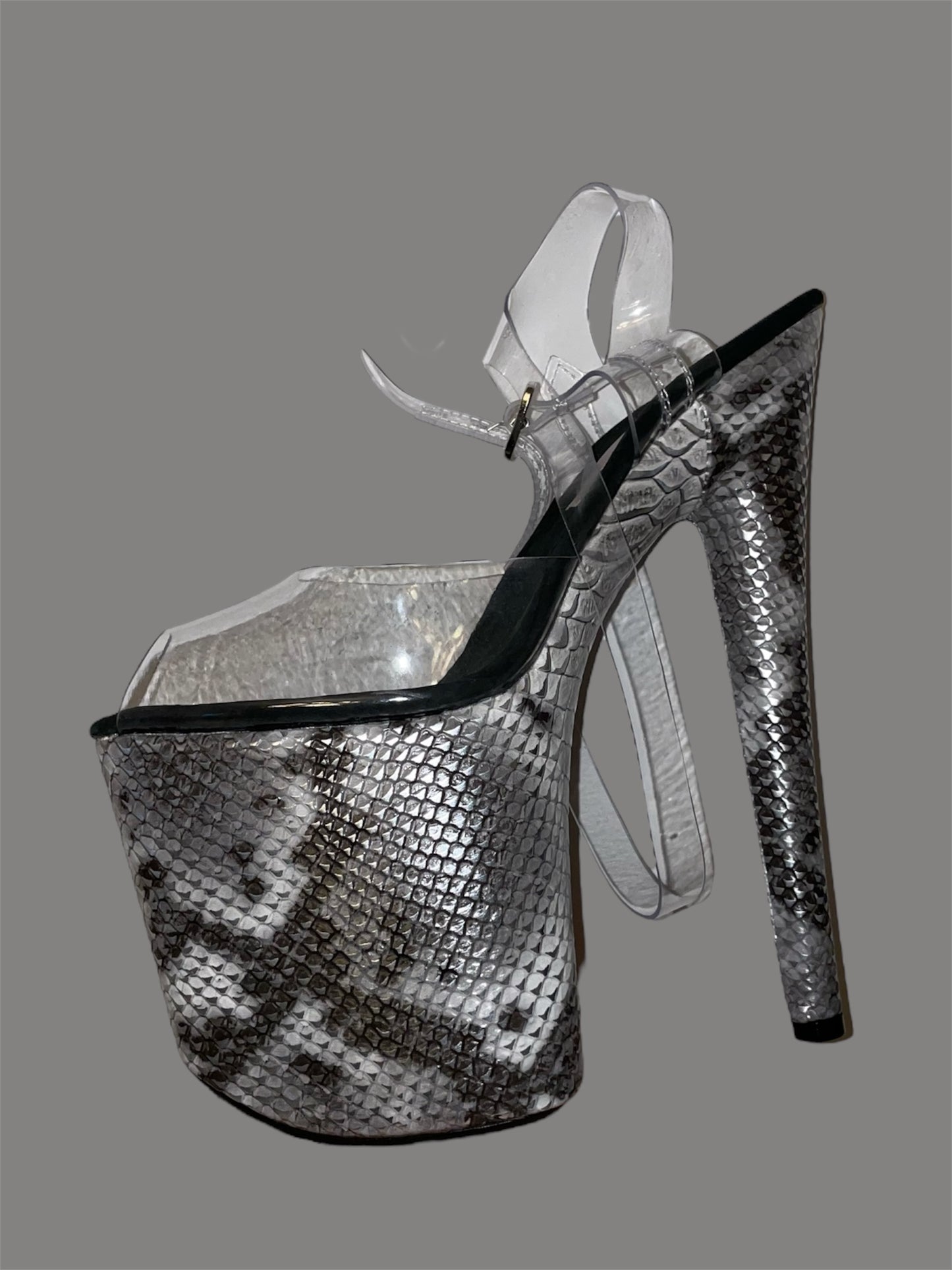 Silver snake print sandal 8 inch - make to order
