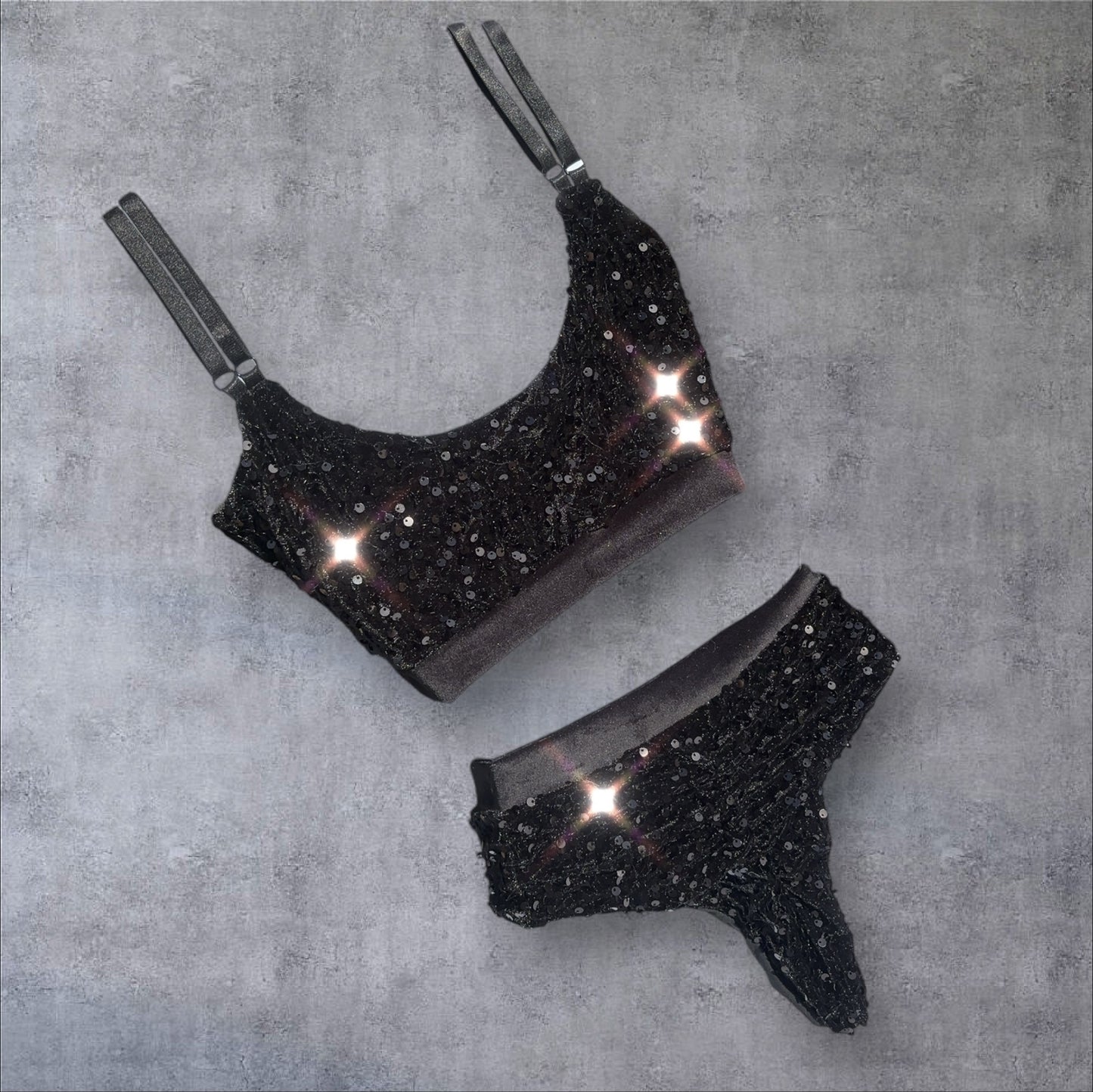 Sequin pole bra - Black