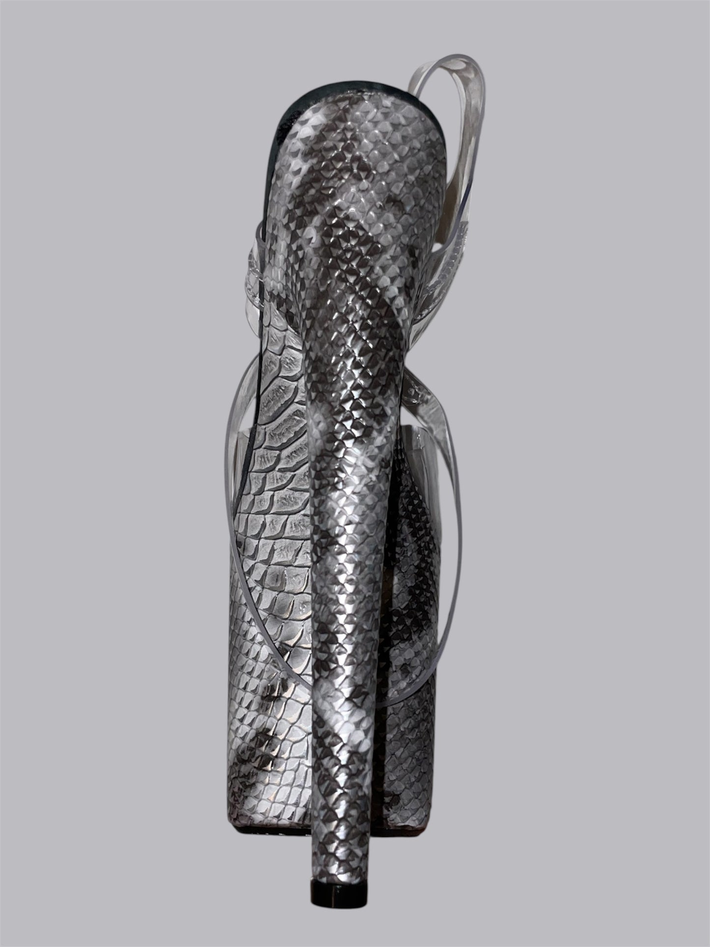 Silver snake print sandal 8 inch - make to order