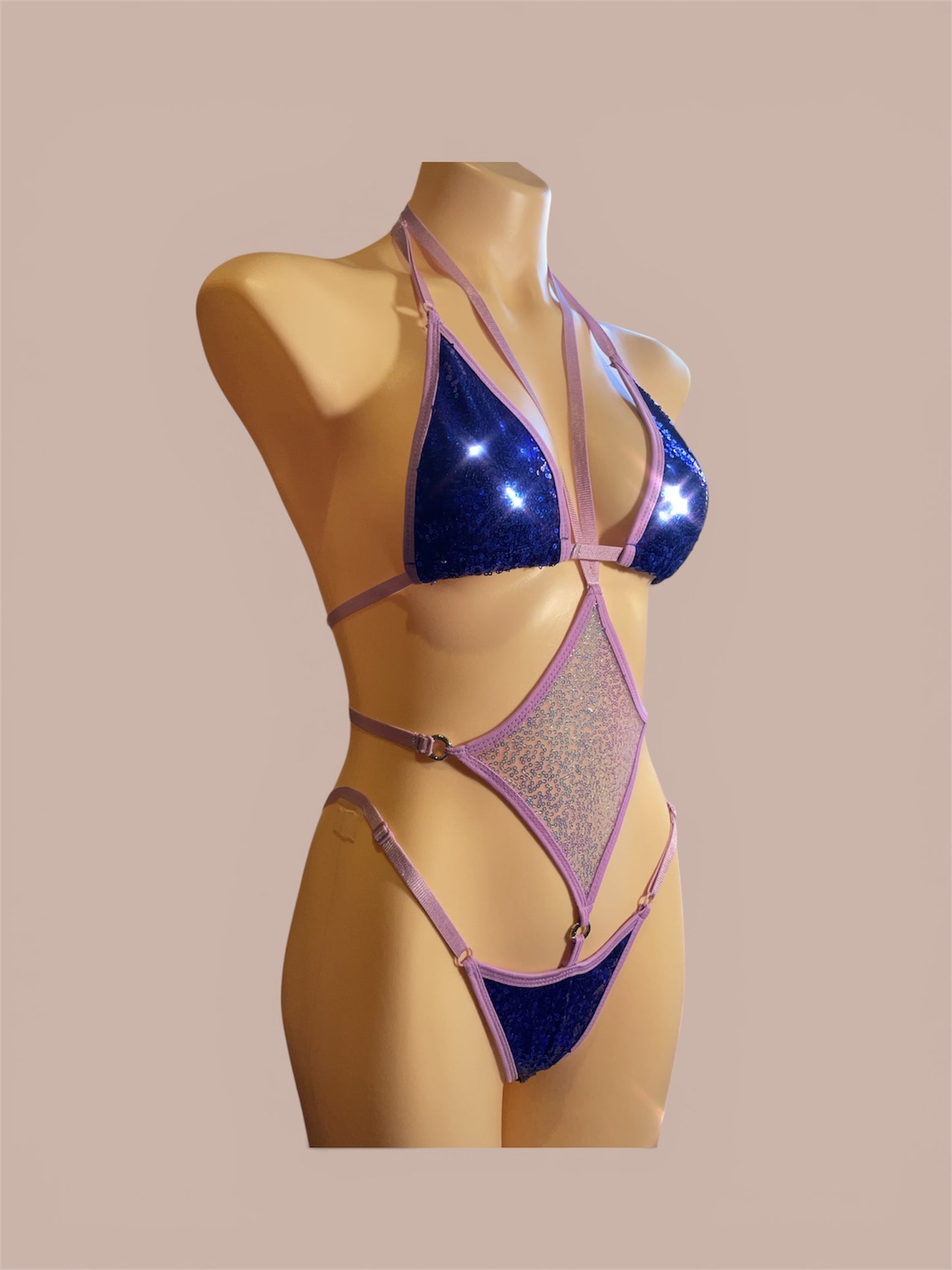 Diamond tease - Blue & lilac bikini
