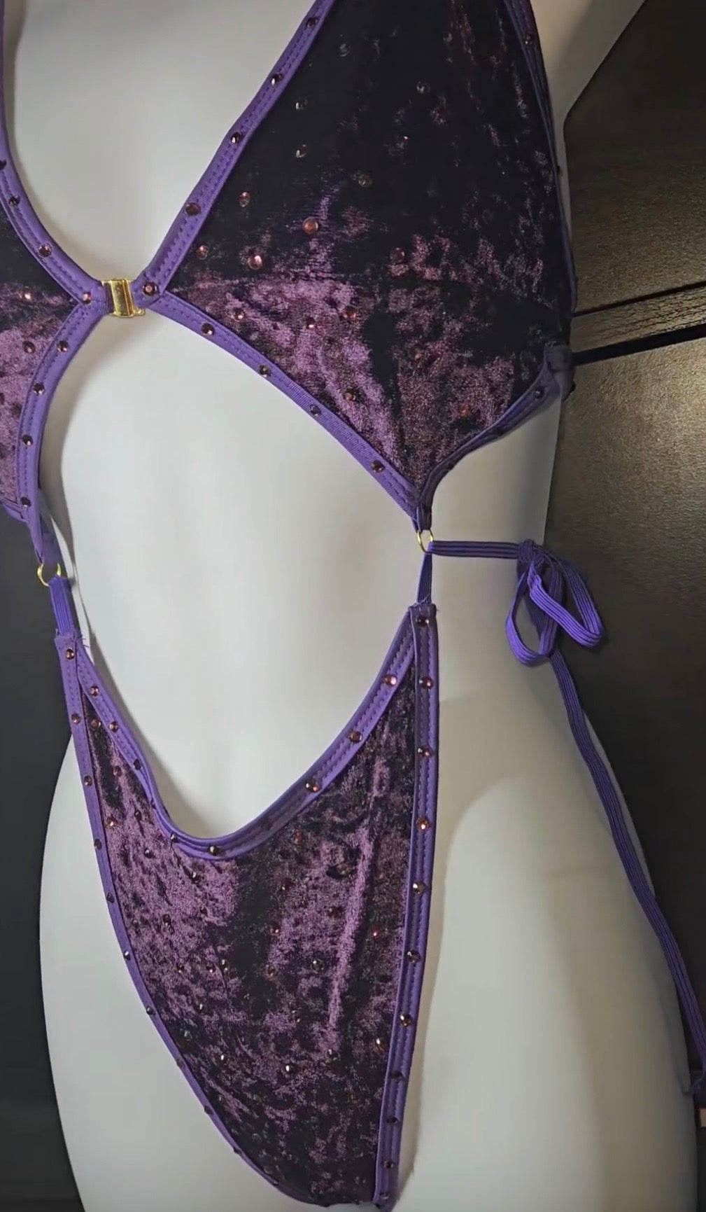 Rhinestone bikini tie bodysuit