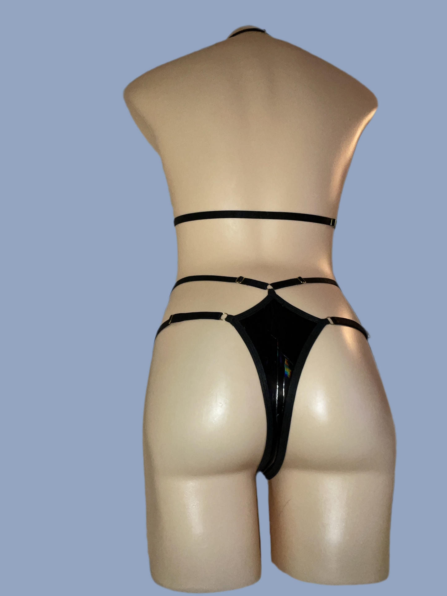 Adjustable faux leather bikini