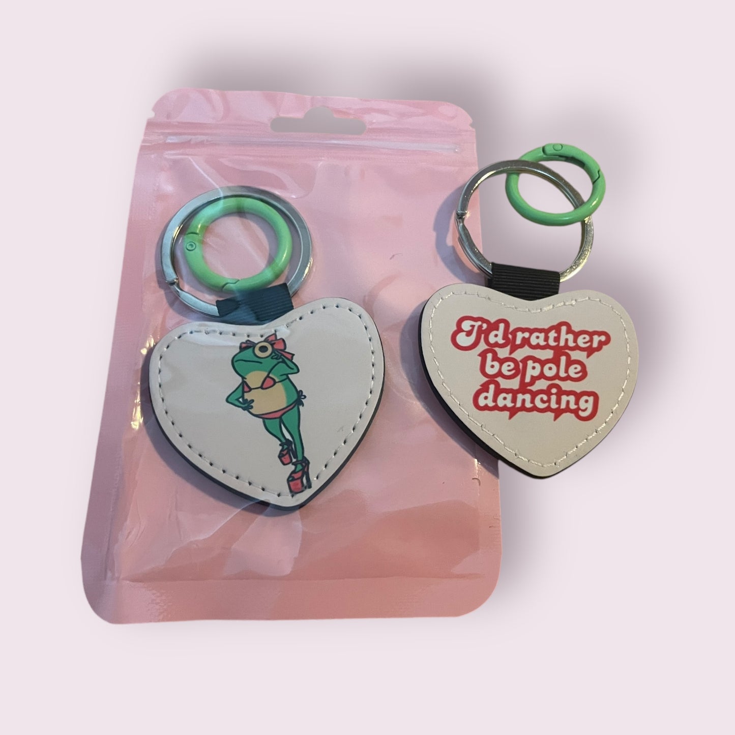 Pole frog keyring - pink heart