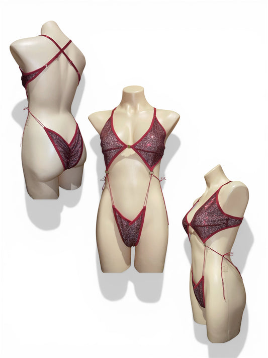 Nene sequin bodysuit v2 - burgundy