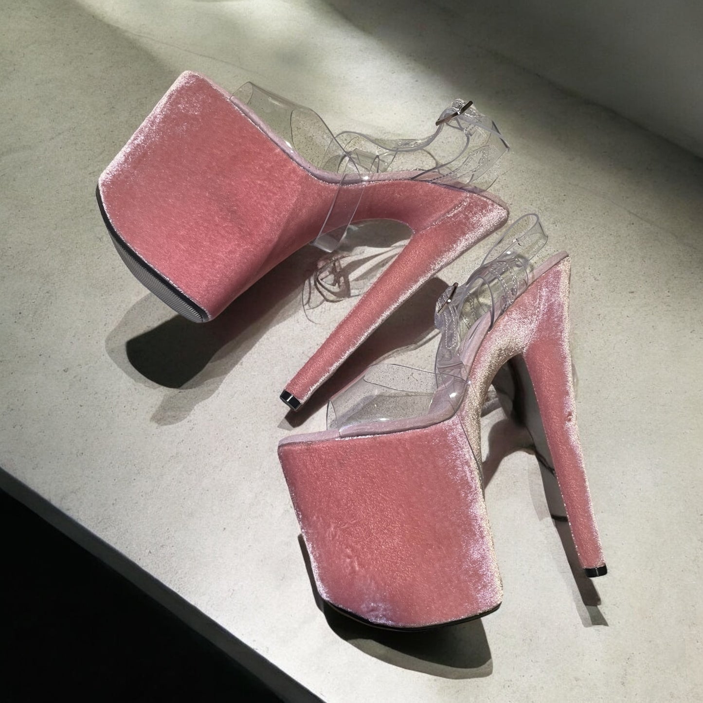 Helen sandal pink velvet 8 inch