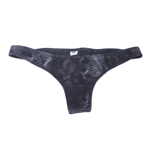 Grey Snake print PU thong