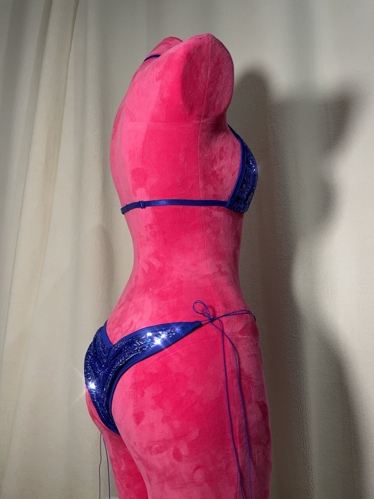 Sequin bikini scrunch bottom -  blue