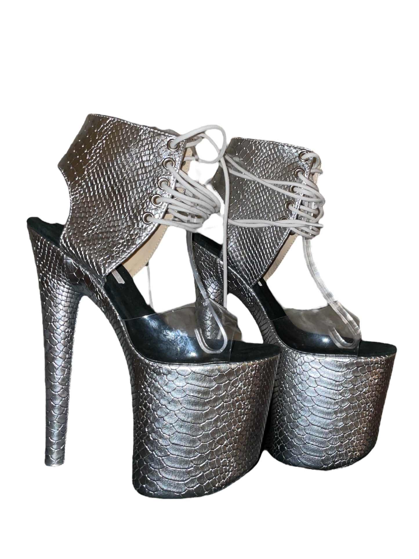 Silver high ankle strap sandal [make to order]