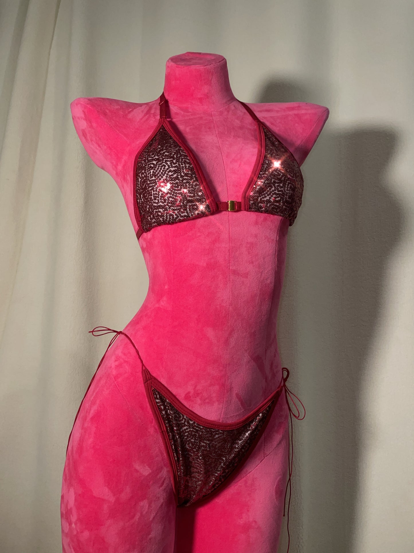 Sequin bikini scrunch bottom - burgundy