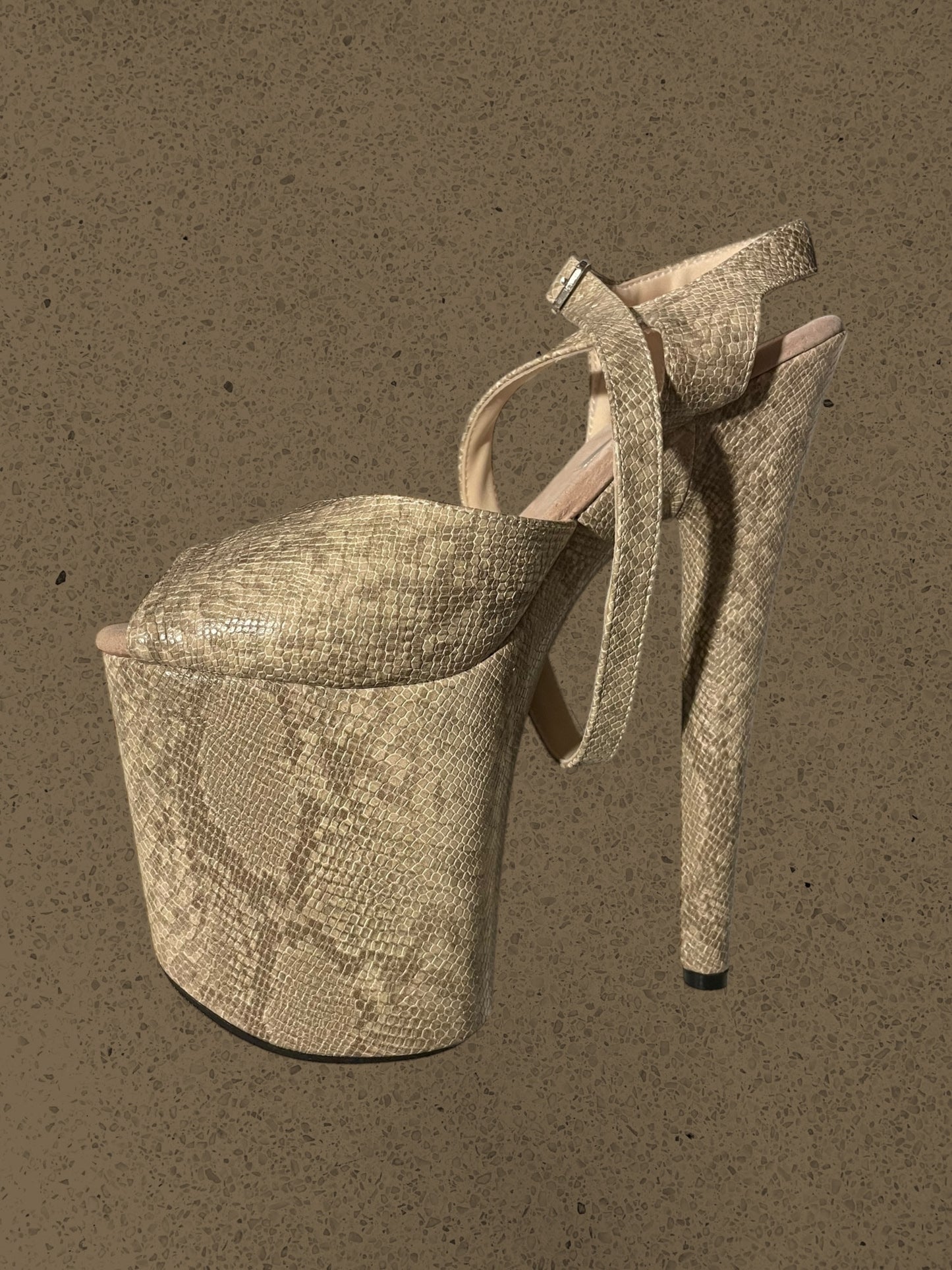 Snake print sandal - sand - 8 inch