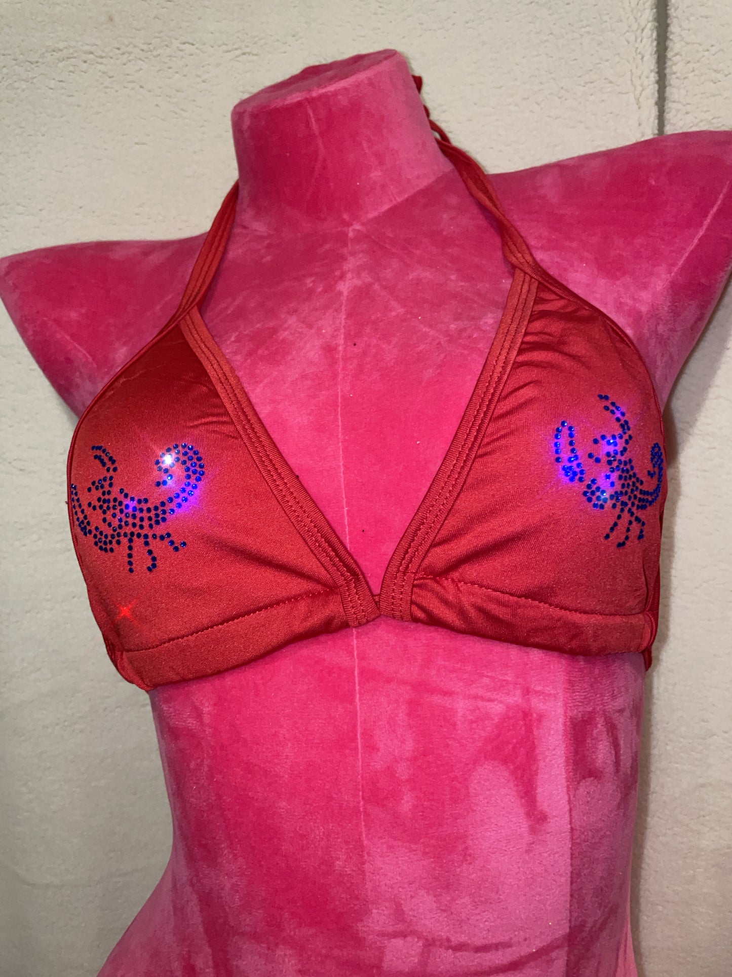 Itty bitty bling bikini - red + blue scorpions - femme fatale