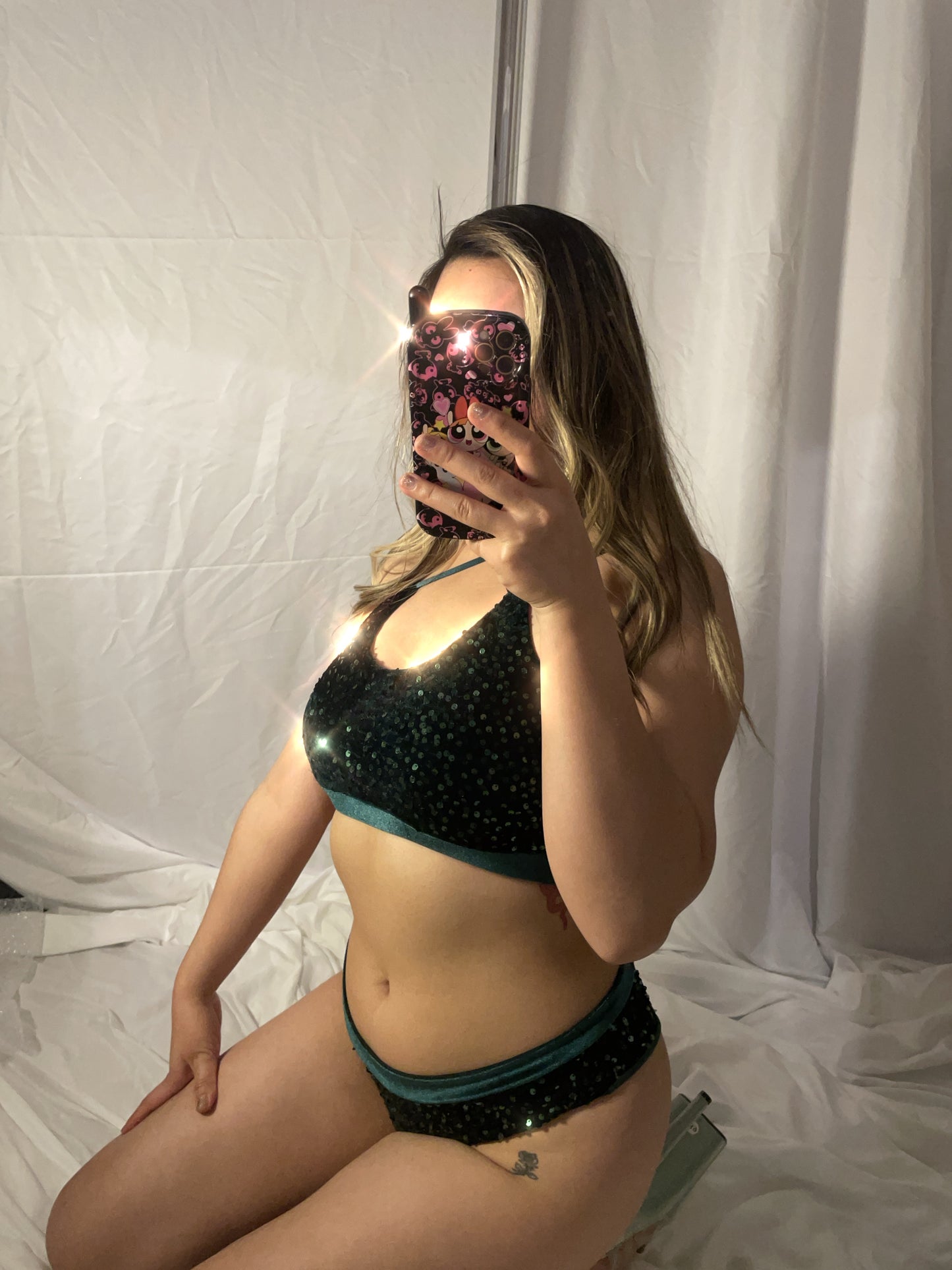 Sequin pole shorts - Emerald Green