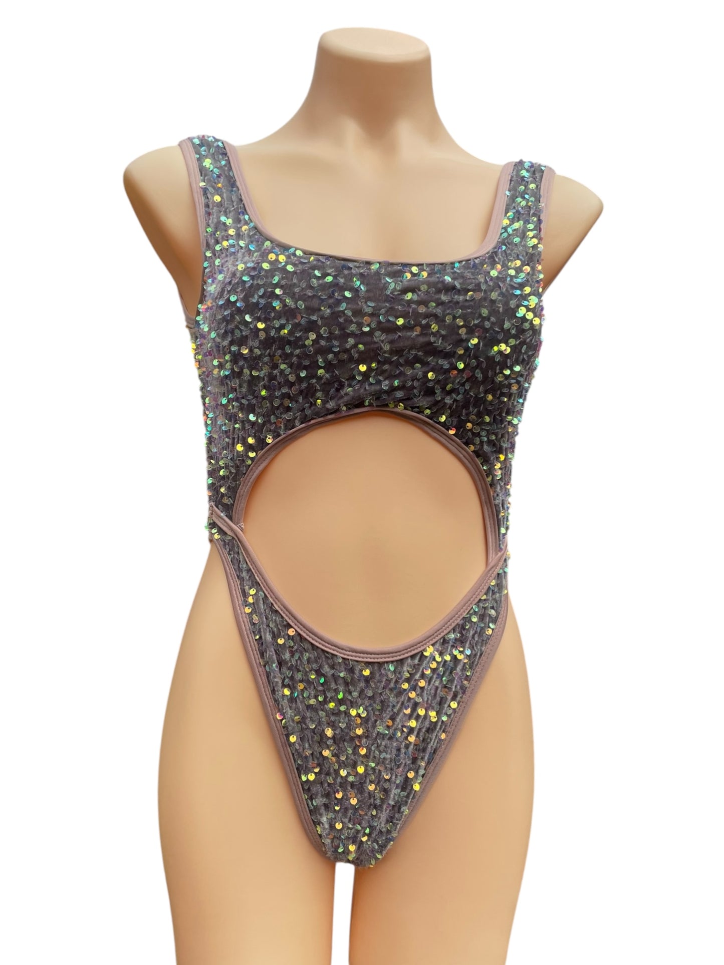 Grey sequin bodysuit