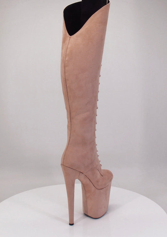 Knee high boots with built in knee pads- suede [make to order]