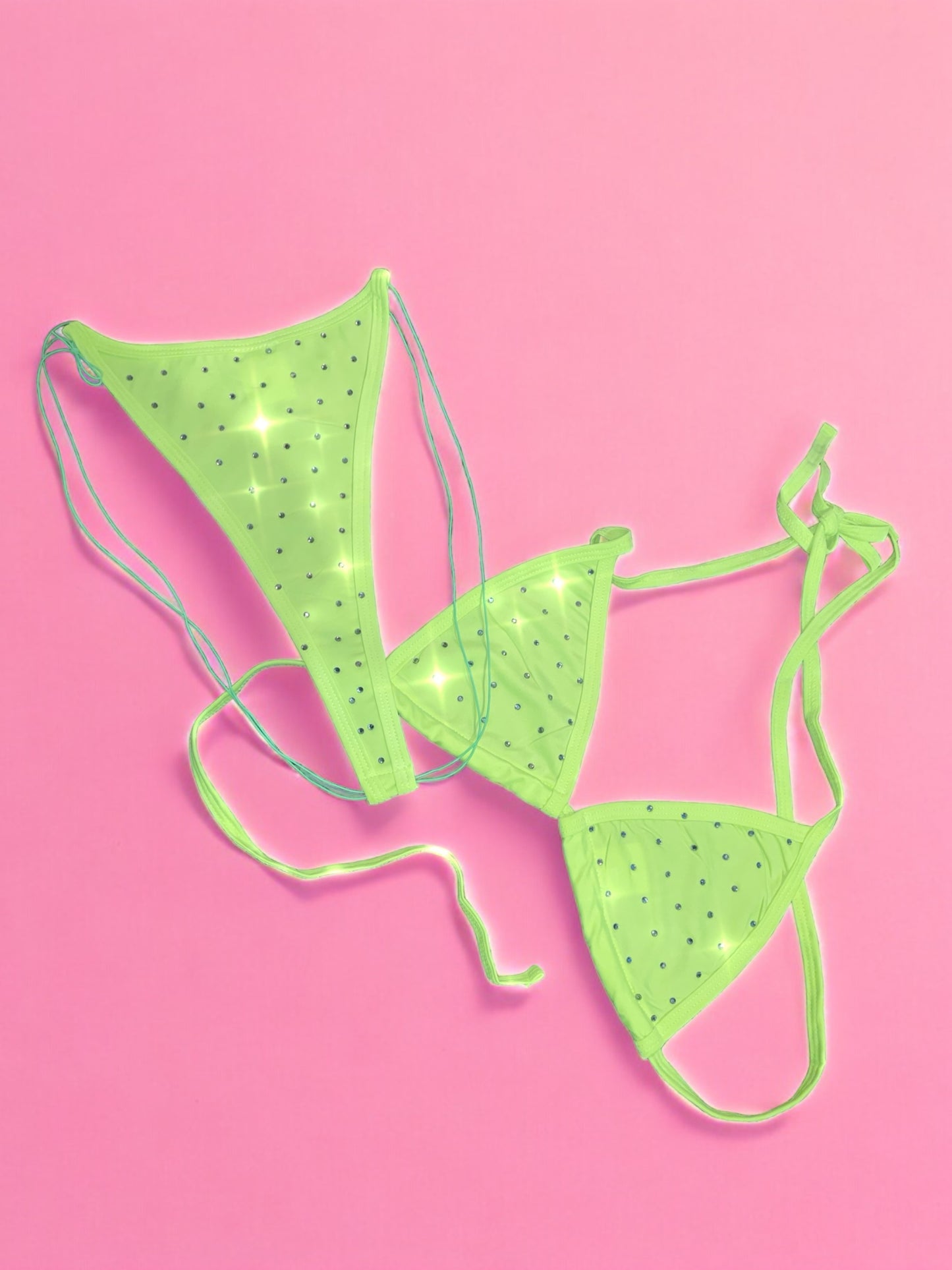 bling bikini - neon green rhinestones