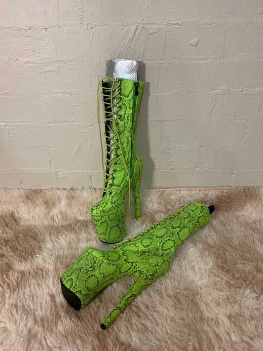 Medusa Lime Green - 8 inch heels - Mid Calf Boots