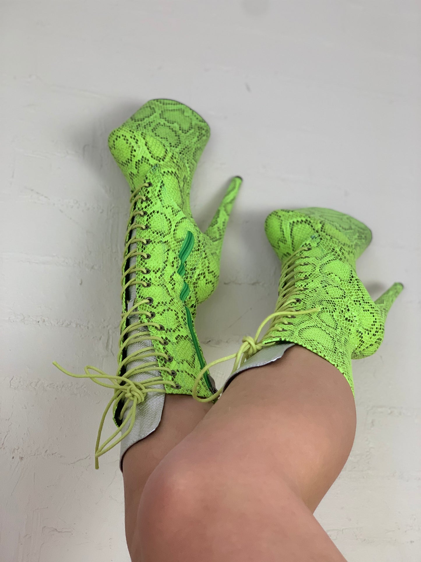 Medusa Lime Green - 8 inch heels - Mid Calf Boots