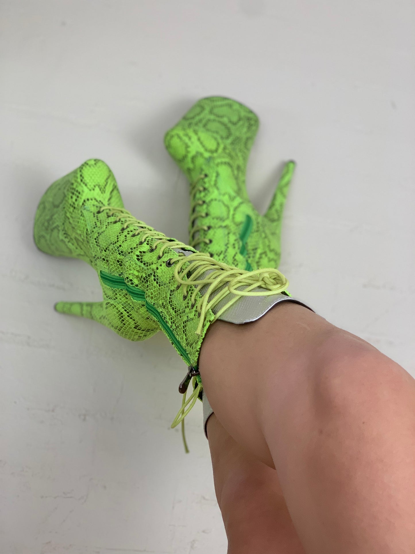 Medusa Lime Green - 8 inch heels - Mid Calf Boots