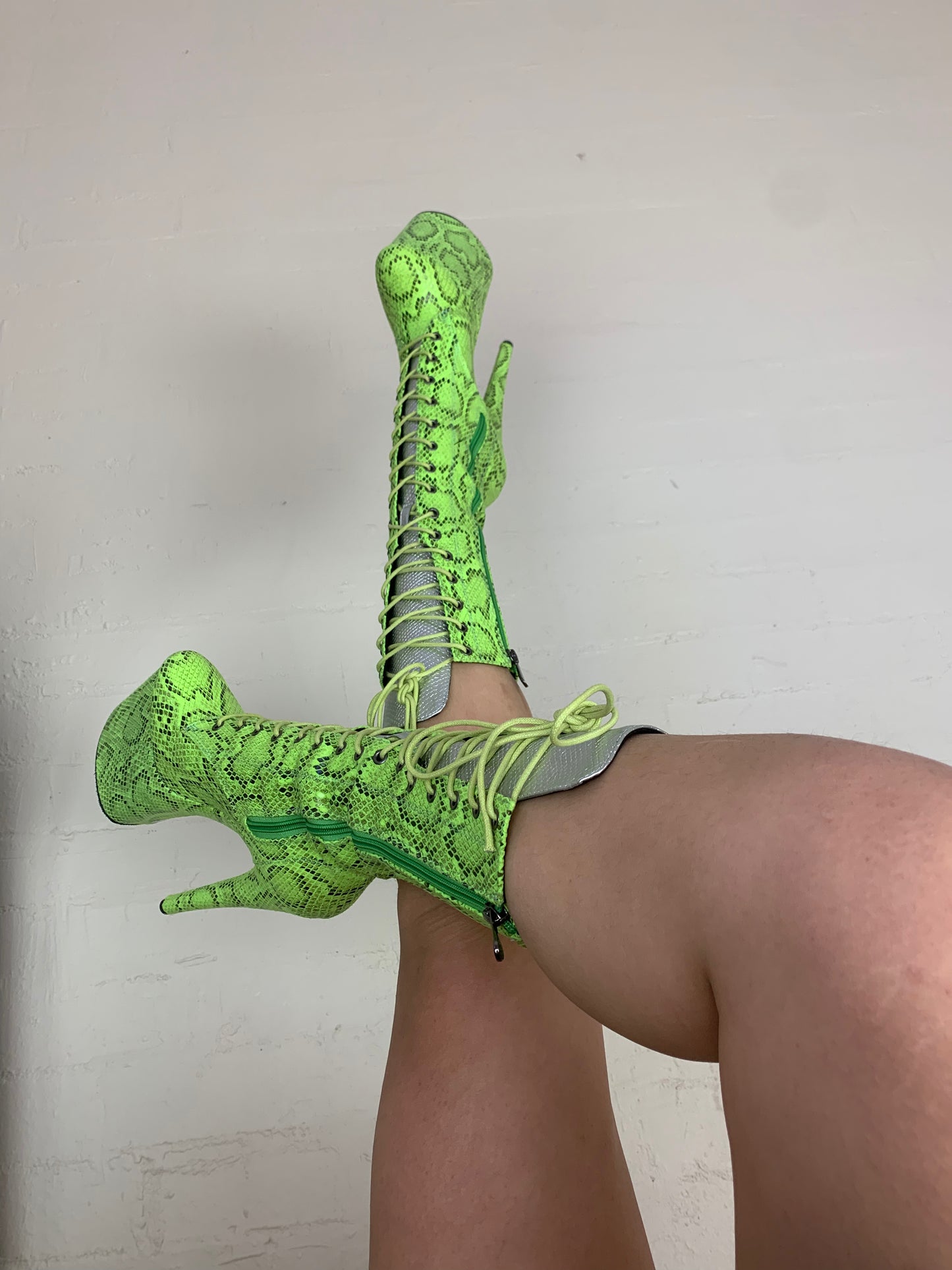 Medusa Lime Green - 8 inch heels - Mid Calf Boots